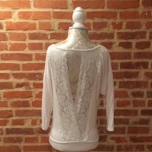 The Limited 3/4 sleeve cowl neck lace open back.